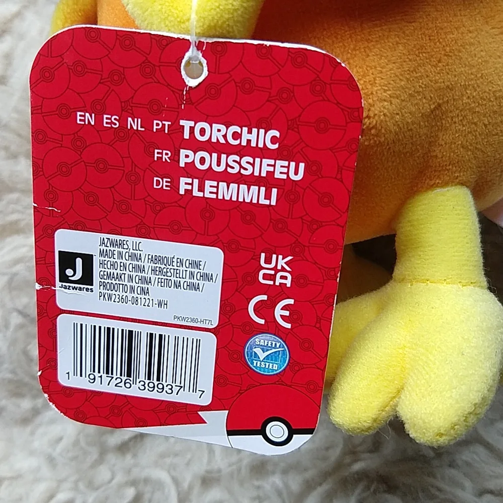 Pokemon Torchic Orange and Yellow Bird Chick Plush Tag 9